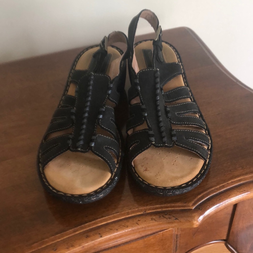 Black sandal.